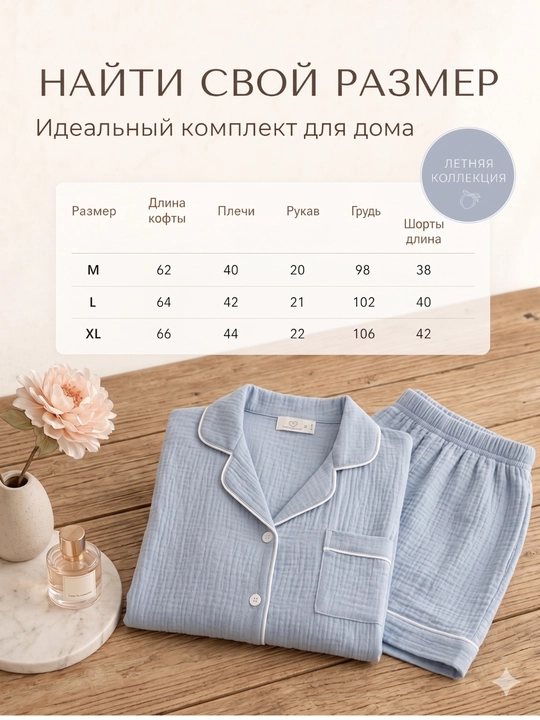 Ayollar pijamasi komplekt, koreys uslubi, 11 tur, M-XL