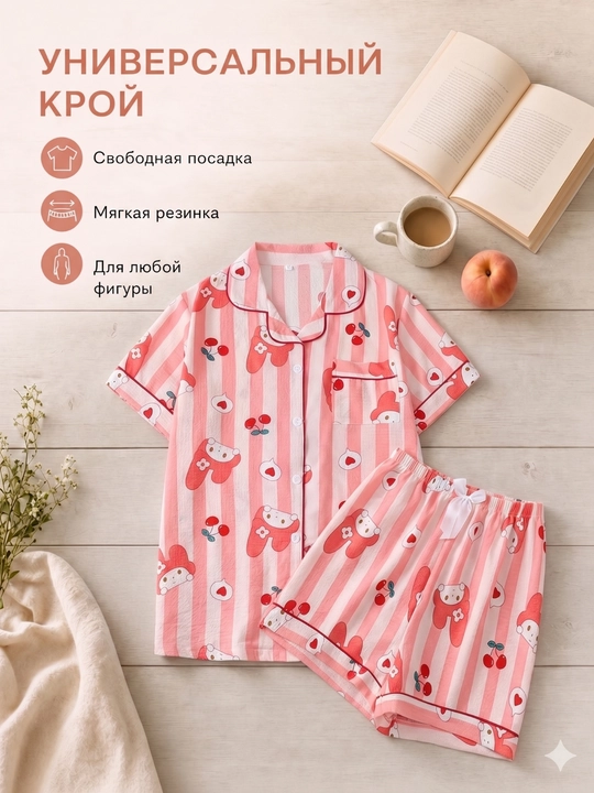 Ayollar pijamasi komplekt, koreys uslubi, 11 tur, M-XL