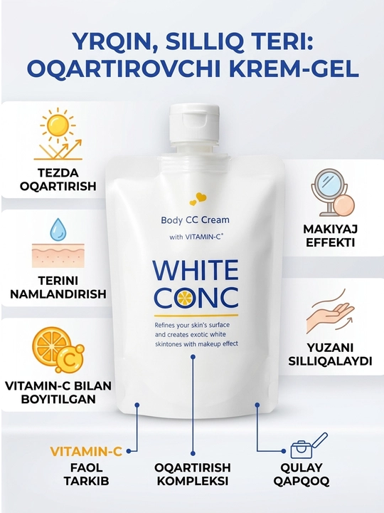 Освежающий CC крем для тела White Conc Body CC Cream with Vitamin-C, 200 г - 