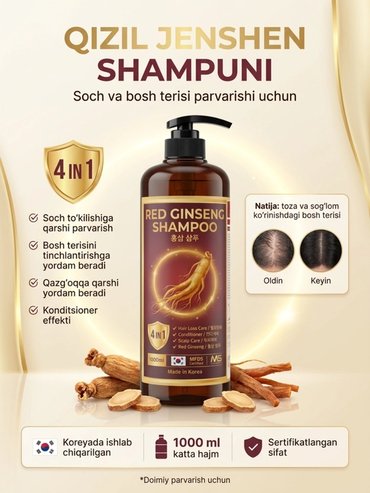 Soch to'kilishiga qarshi jenshenli shampun, 1L