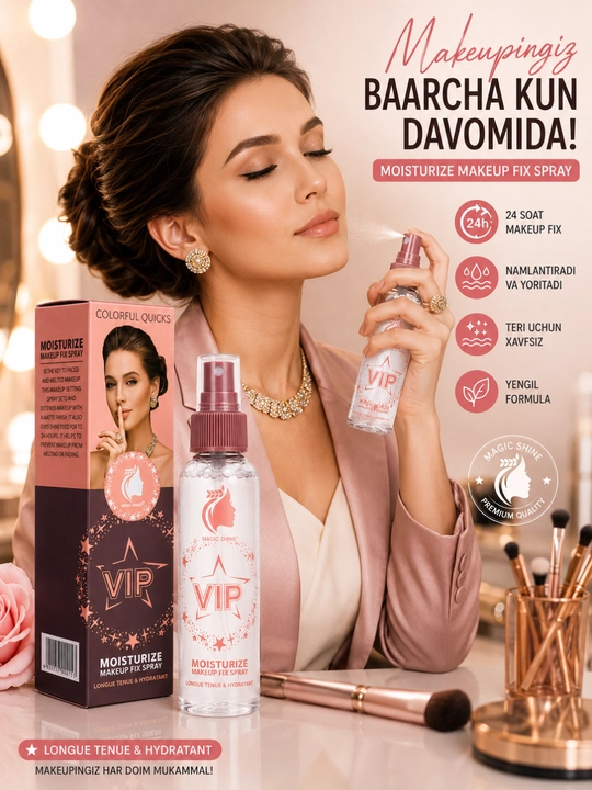 Спрей фиксатор макияжа VIP Colorful Quicks, закрепляющий и увлажняющий для лица, 100мл