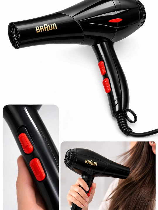 Профессиональный фен для волос Braun BR-6012 4000W 2 насадки