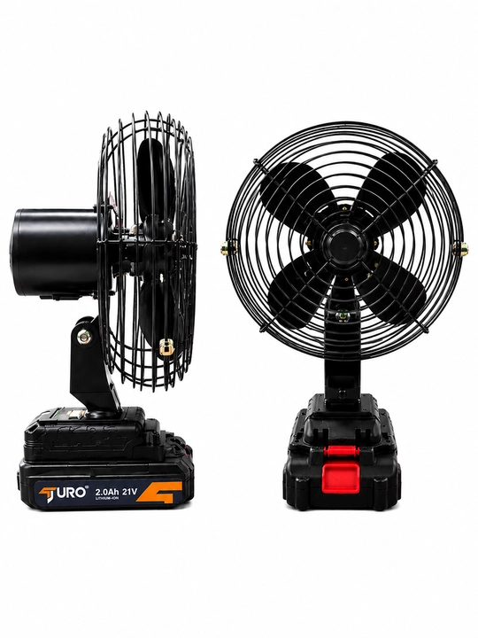 Akkumulyatorli portativ ventilyator 12V/24V, metall panjarali mini sovutgich ventilyator