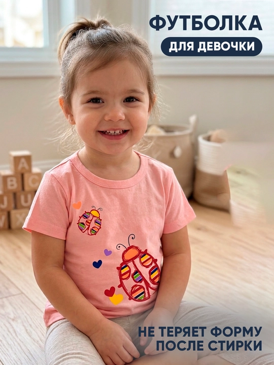 Детская футболка для девочек из хлопка