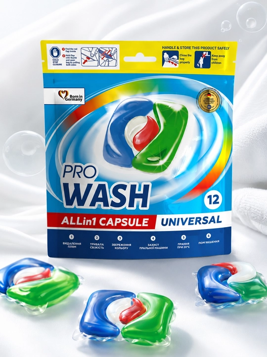 Капсулы для стирки Pro Wash 12 шт Doypack