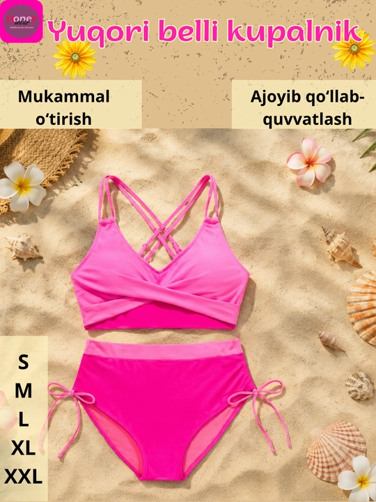 Ayollar uchun baland belli suzish kiyimi, 4 ta rang - 