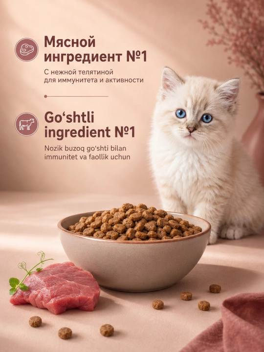 Miratorg Extra Meat mushukchalar uchun quruq yem, buzoq go‘shti, 10 kg