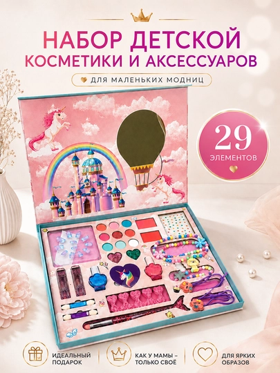Набор детской косметики для девочек, макияж, маникюр, педикюр и аксессуары, косметика — DRM-ICOODCO