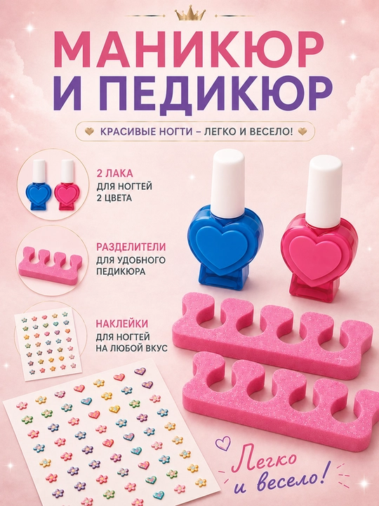Набор детской косметики для девочек, макияж, маникюр, педикюр и аксессуары, косметика