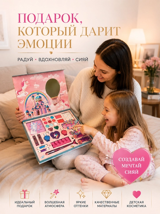Набор детской косметики для девочек, макияж, маникюр, педикюр и аксессуары, косметика