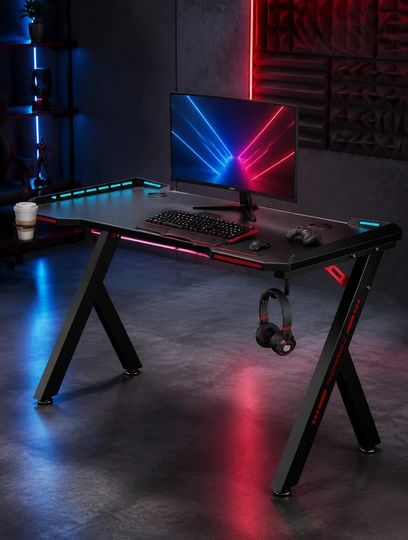 Игровой стол с RGB подсветкой для компьютера и гейминга — UZ00-AC0002-ЧЕРН