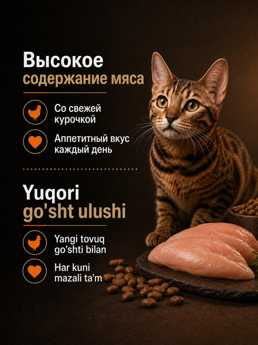 Winner Meat сухой корм для кошек, с ароматной курочкой, 750 г