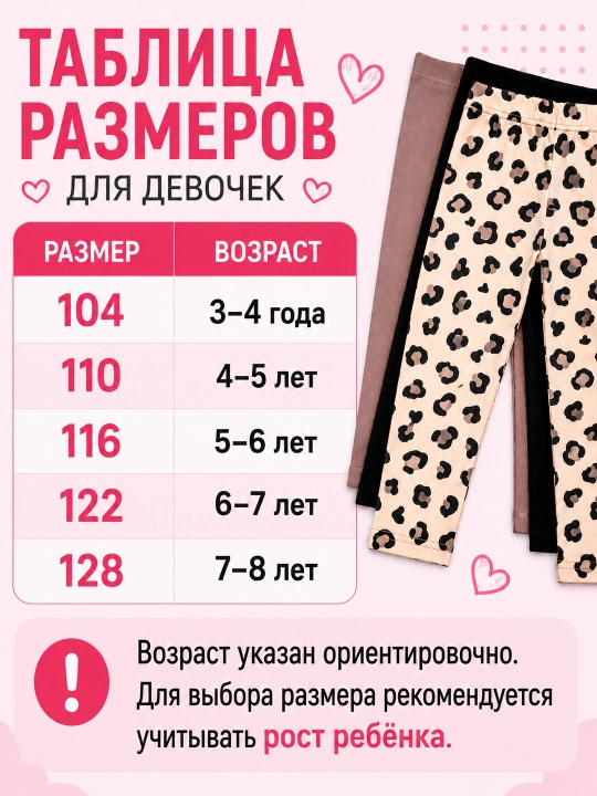 Летние лосины для девочек 3–8 лет