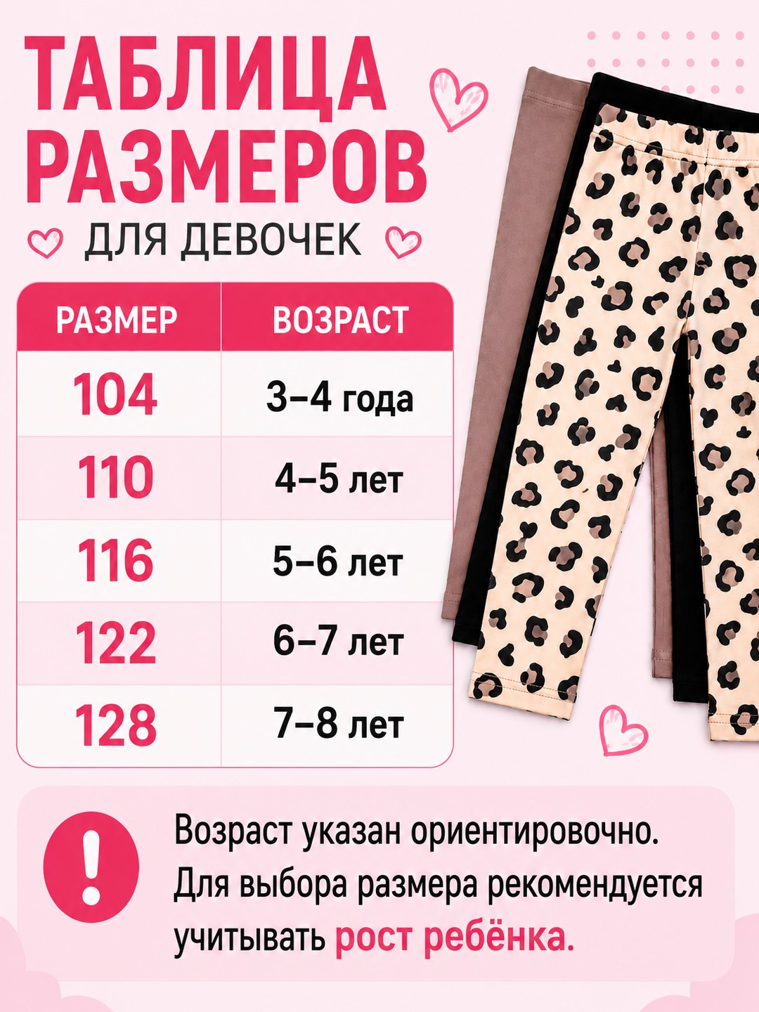 Летние лосины для девочек 3–8 лет