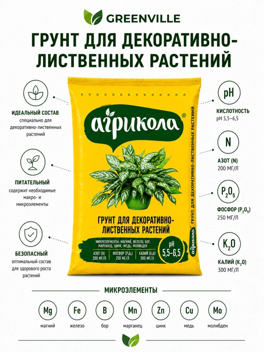 Готовый грунт Agricola для комнатных, декоративных и цветочных растений - 