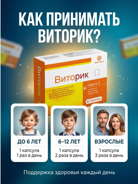 Vitorik Omega-3 vitamin A D3 E yurak bo‘g‘im va immunitet uchun №24