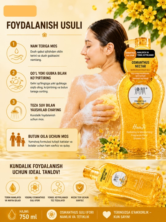 Гель для душа. Fresh Floral Fragrance 768 мл — с ароматом гардении и увлажняющим эффектом