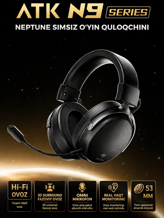 Simli o‘yin quloqchinlari ATK NEPTUNE N9 Pro, Ultra modeli