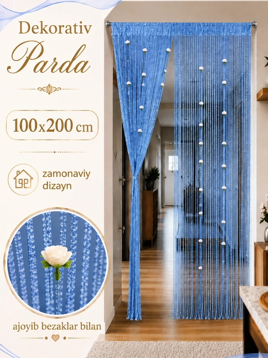 Декоративная штора с цветочным узором, для дверей и окон, 100×200 см - 