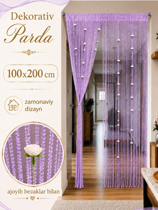 Декоративная штора с цветочным узором, для дверей и окон, 100×200 см - 