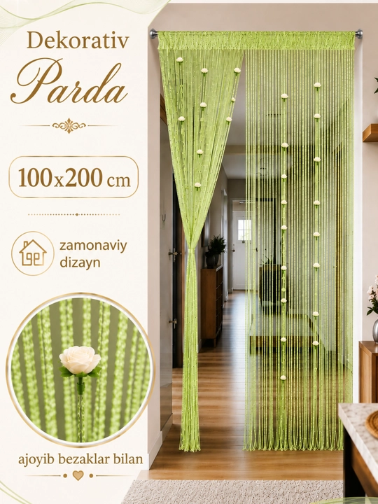 Декоративная штора с цветочным узором, для дверей и окон, 100×200 см - 