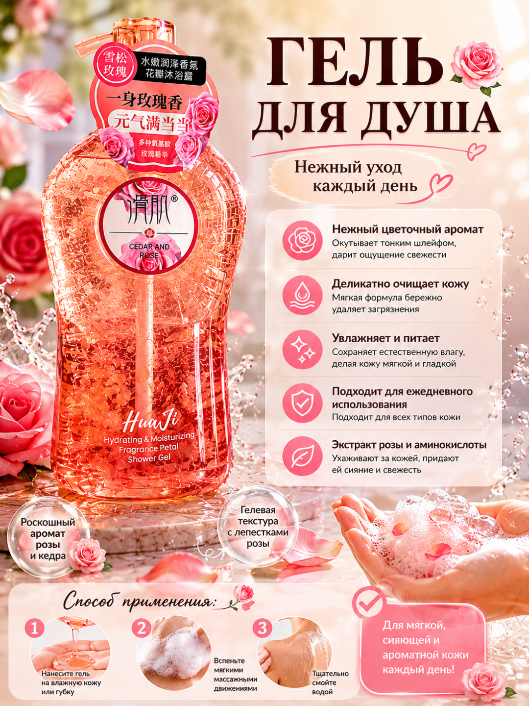 Гель для душа. Fresh Floral Fragrance 768 мл — с ароматом гардении и увлажняющим эффектом