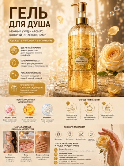 Гель для душа. Fresh Floral Fragrance 768 мл — с ароматом гардении и увлажняющим эффектом