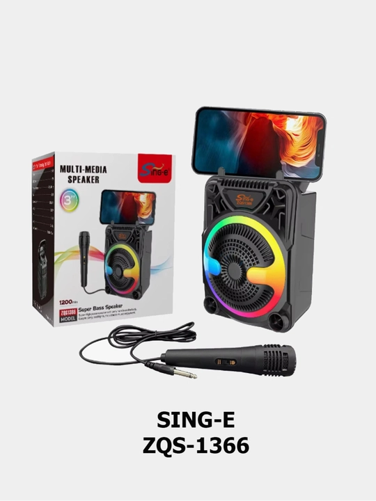 Mikrofon va RGB yoritgichli Sing-E ZQS1366 portativ Bluetooth kolonkasi