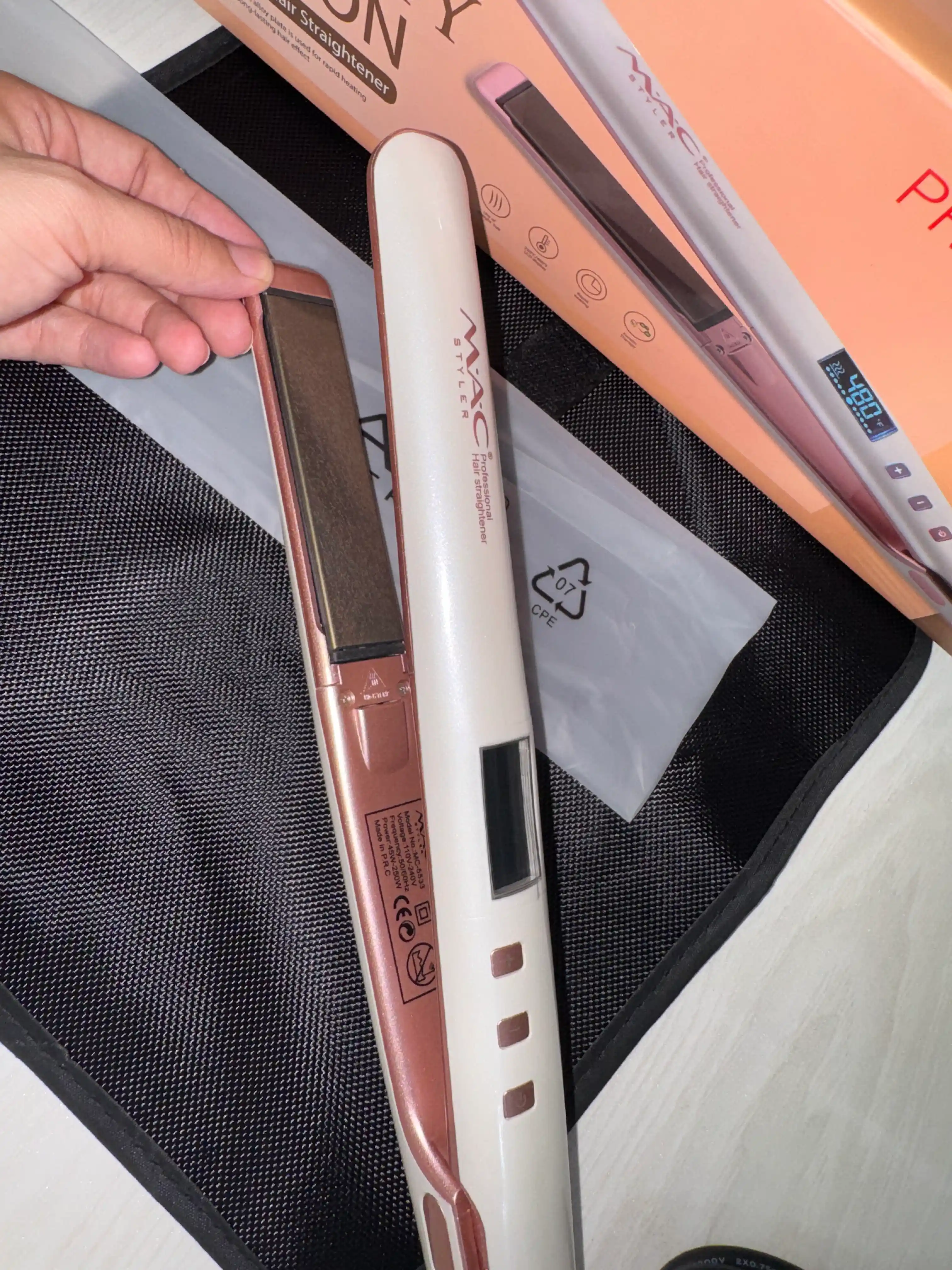 Professional to‘g‘rilagich, soch dazmoli MAC, keramik, LCD displeyli