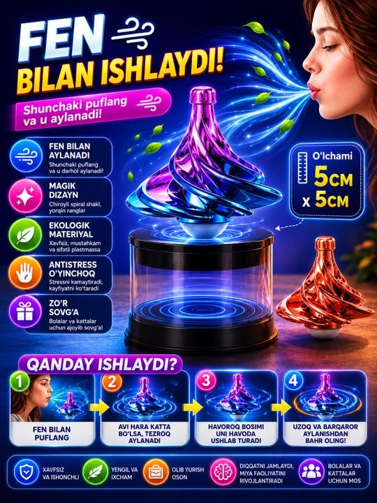 Antistres va miyani mashq qildirish va aylanuvchi 3D shar, mantiqiy boshqotirma, 6sm×6sm - 