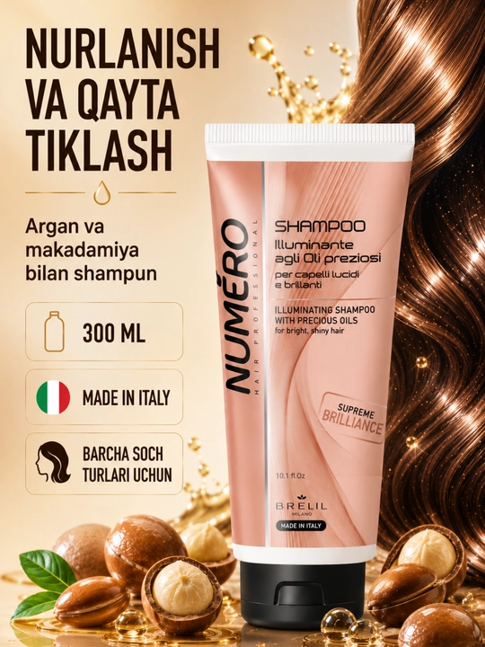 Shampun moylarining qimmatbaho navlari bilan yorqin porlash uchun NUMERO - 
