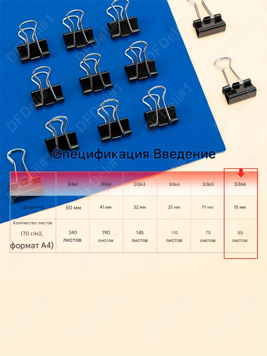 Зажим 25мм 12шт (чр) EZ64 Deli, 64-EZ