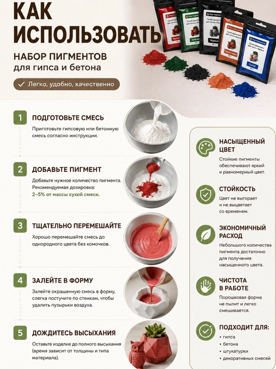 Наборы сухих пигментов для гипса