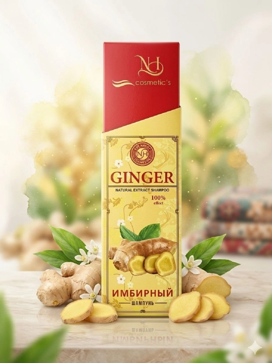 NH cosmetic kompaniyasining Ginger Natural Extract soch shampuni, 100% effekt - 