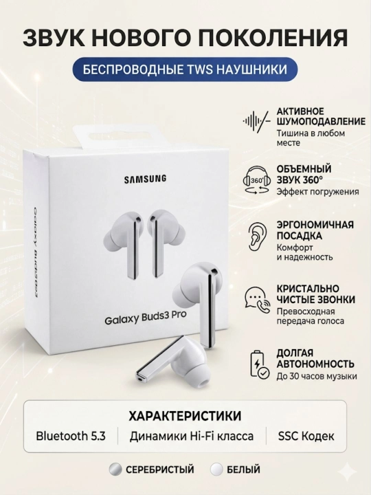 Samsung Galaxy Buds3 qora va oq ranglarda sifatli ovoz va kuchli batareya - 