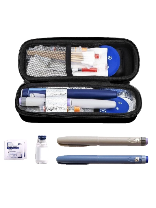 Insulin va dorilar uchun harorat ko‘rsatkichli ixcham sovutuvchi sumka