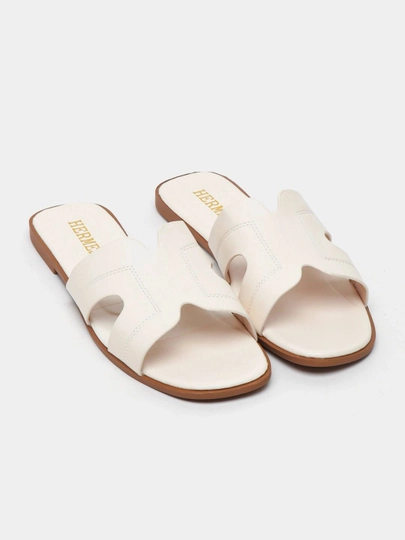 Тапочки женские летние в стиле Hermes 36–41. Модные женские шлепки маломерят на 1 размер — SHOESTS-SHOESTJENTAP-МОЛОЧ-37