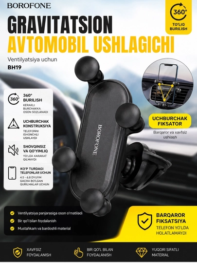 Автомобильный держатель для телефона 360° с вакуумным креплением universal — LUXE123-DERJATEL-ЛИМОН