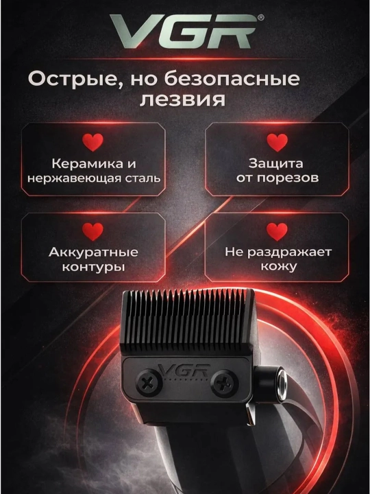 Профессиональная машинка для стрижки волос и бороды VGR, триммер