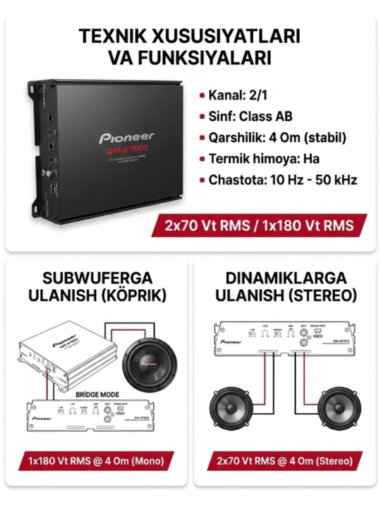 Усилитель Pioneer Усилитель GM-E7002 2-канальный