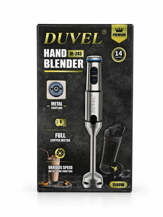 Ручной блендер Duvel DL-243, чёрный, 1500W, мощный кухонный блендер с турбо-режимом