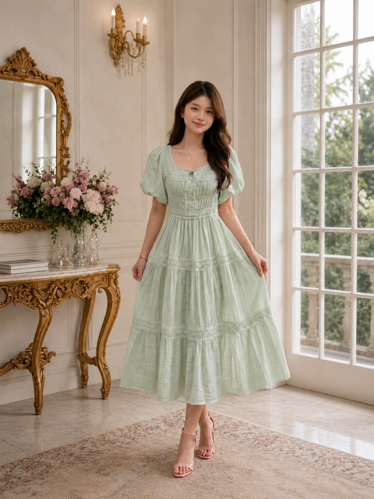 “Mint Breeze” ayollar va qizlar midi ko‘ylagi, freesize 42-48 - 