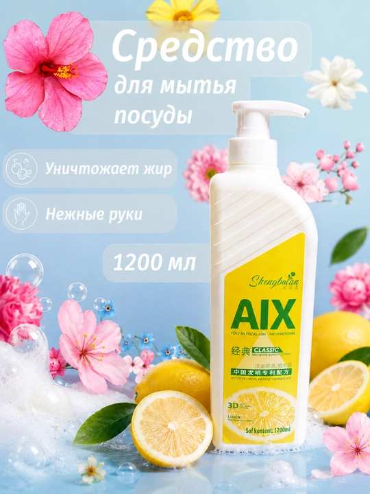 Shengbolan AIX Lemon - idish yuvish vositasi, 1200 ml - 
