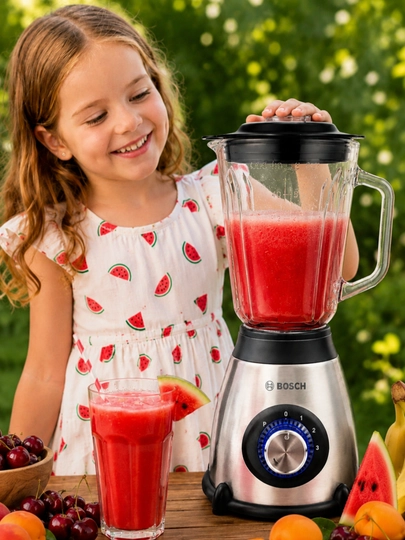 Bosch 1000 Vt statsionar blender 3 ta 1 da, 1,5 l, kofemolka va maydalagich