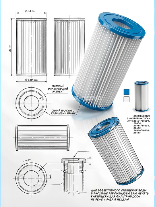 Intex 29000 Type A kartridj — basseyn filtri uchun suv tozalash kartushi