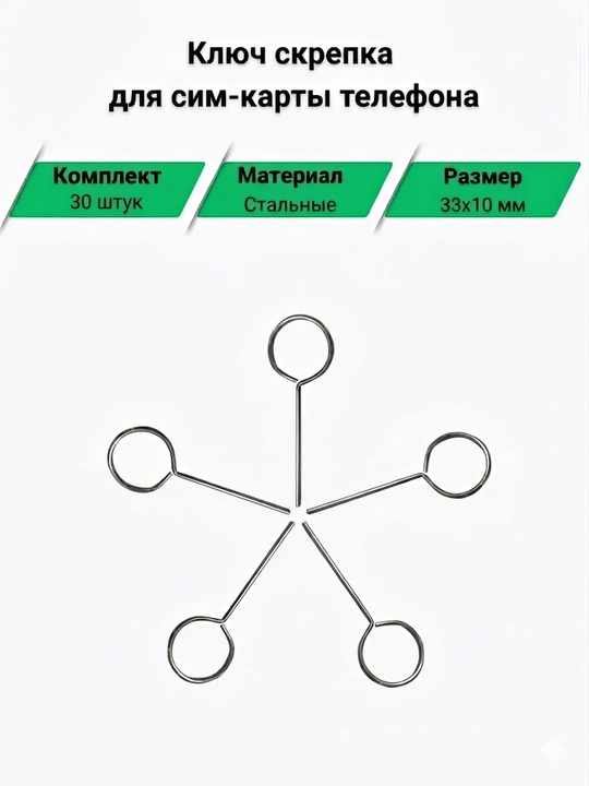 Скрепка для сим карты ключ иголка, комплект скрепок для телефона, 10-20-30 штук