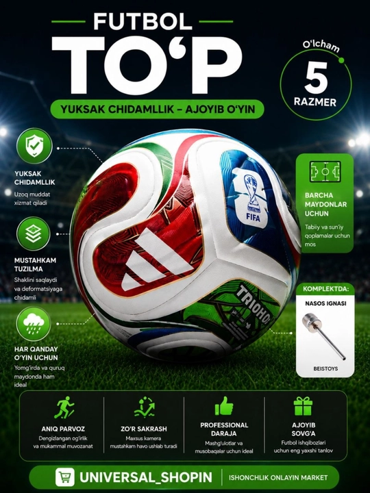 Futbol to‘pi World Cup 2026 TRIONDA, mashg‘ulot va o‘yin uchun, 5 o‘lcham - 
