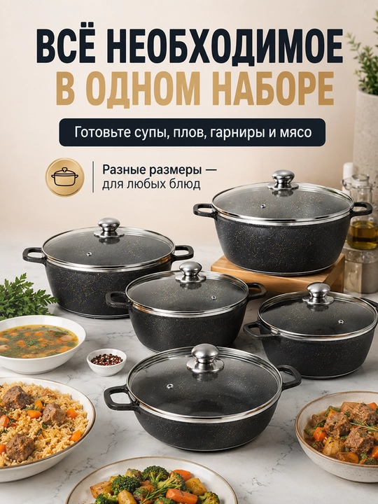 Набор кастрюль антипригарный, набор казанов, набор кострюль