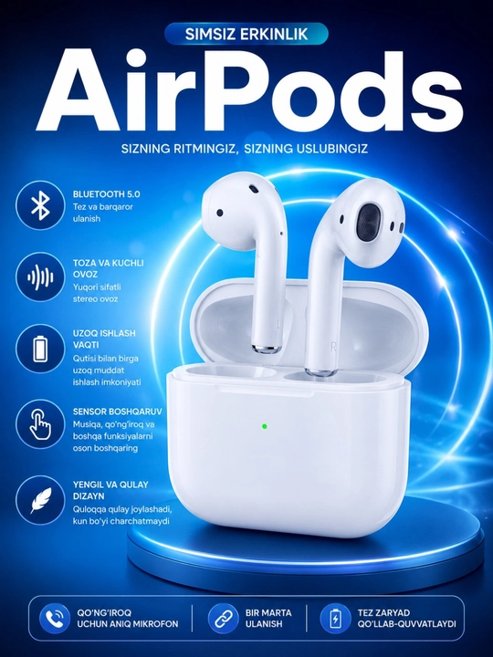 Simsiz naushnik Bluetooth 5.4 Hi-Fi stereo va sensorli boshqaruv, simsiz quloqchinlar - 