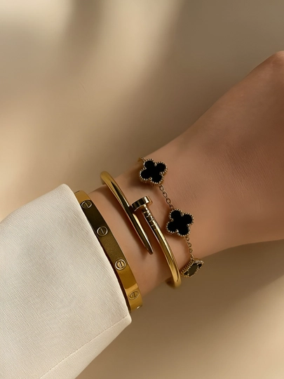 Женский набор браслетов в стиле Cartier из нержавеющей стали — MZNJWL-BLAGUZUK-ЧЕРН-19